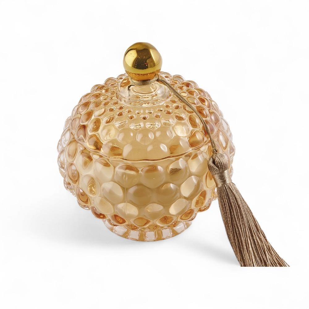 CANDELA IN BON BON VETRO C NAPPINA 8X11